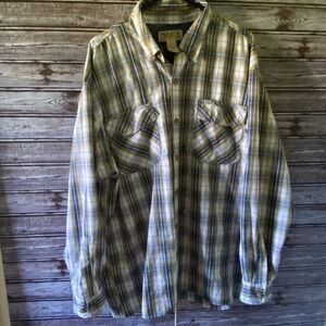 Duluth Trading Co. Men's Long-Sleeved Button-Down Shirt Size L Plaid Tab Sleeves